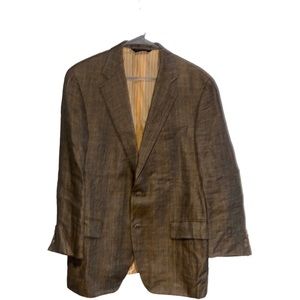 Nick Hilton SB Grenwich Taupe Plaid Linen Suit Jacket Size 42 Reg